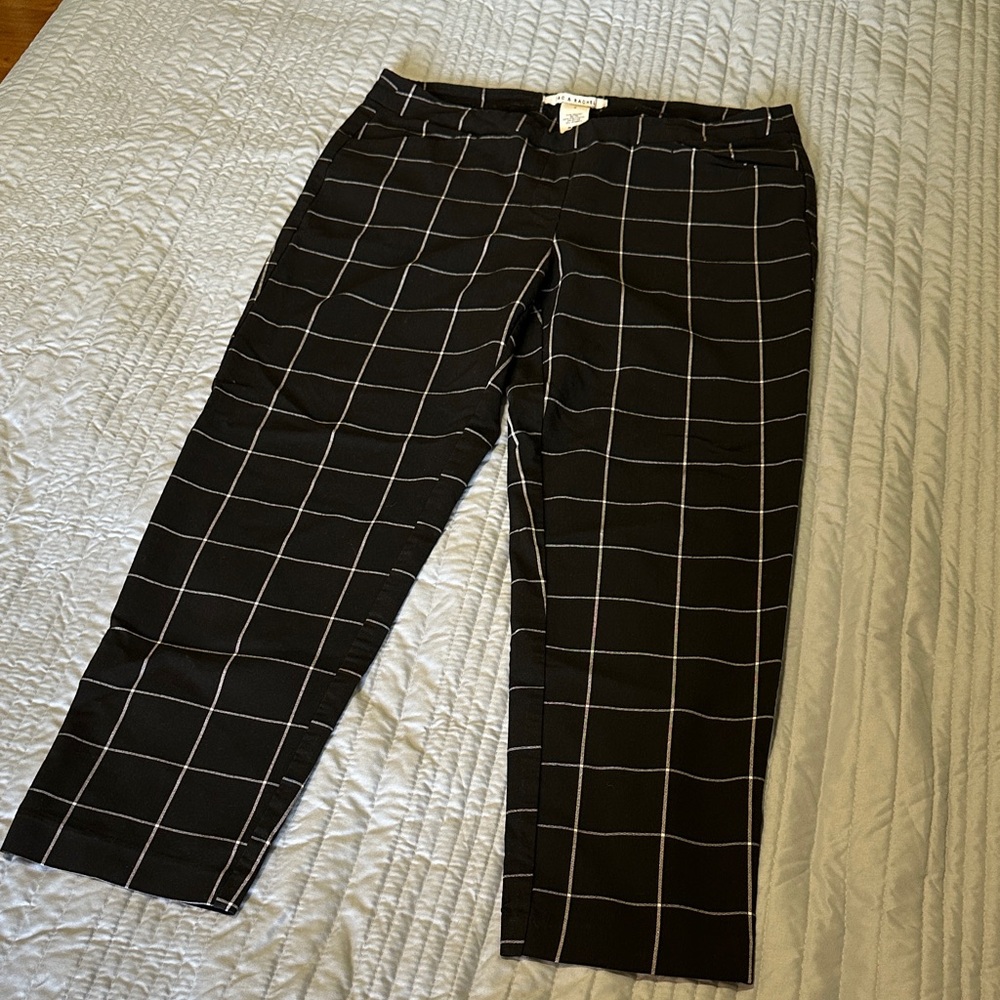 Zac & Rachel Black Windowpane Cropped Dress Pants